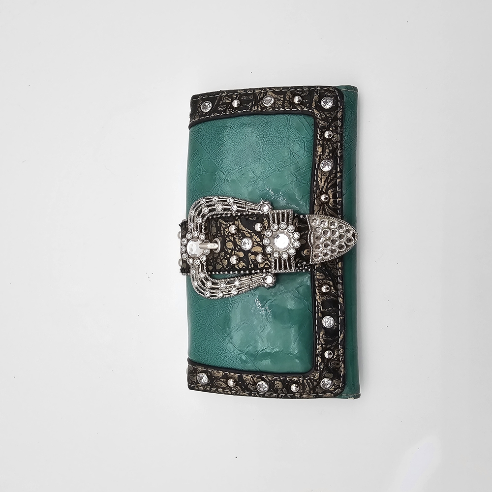 Elegant Green Clutch with Embellished Accents